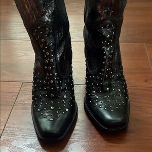 Stuart Weitzman Black Studded Heeled Boots